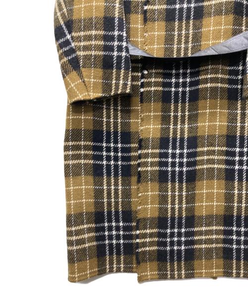 BLAMINK（ブラミンク）BLAMINK (ブラミンク) ノーカラーチェックコート カーキ×ブラック サイズ:36の古着・服飾アイテム