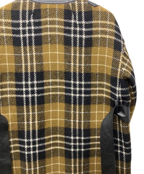 BLAMINK（ブラミンク）BLAMINK (ブラミンク) ノーカラーチェックコート カーキ×ブラック サイズ:36の古着・服飾アイテム