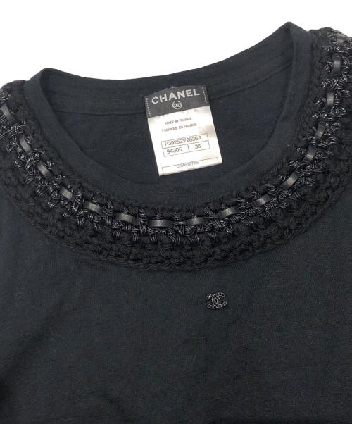 CHANEL（シャネル）CHANEL (シャネル) ツイードトリムココマークニット ブラック サイズ:38の古着・服飾アイテム