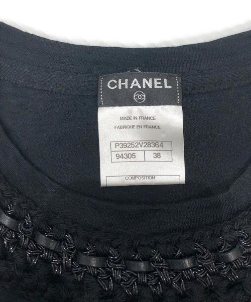CHANEL（シャネル）CHANEL (シャネル) ツイードトリムココマークニット ブラック サイズ:38の古着・服飾アイテム
