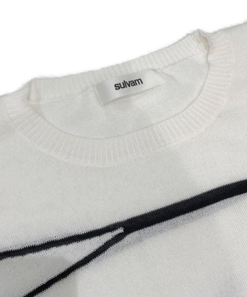 sulvam（サルバム）sulvam (サルバム) アシンメトリーボーダーニッ ホワイト サイズ:Sの古着・服飾アイテム