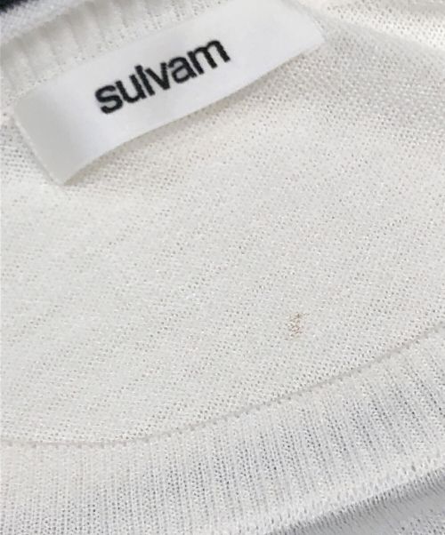 sulvam（サルバム）sulvam (サルバム) アシンメトリーボーダーニッ ホワイト サイズ:Sの古着・服飾アイテム
