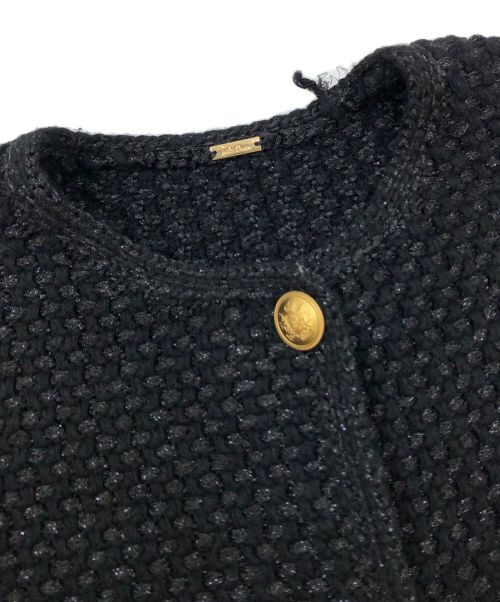 Mila Owen（ミラオーウェン）Mila Owen (ミラオーウェン) ゴールドボタンニットツイードジャケット ブラックの古着・服飾アイテム