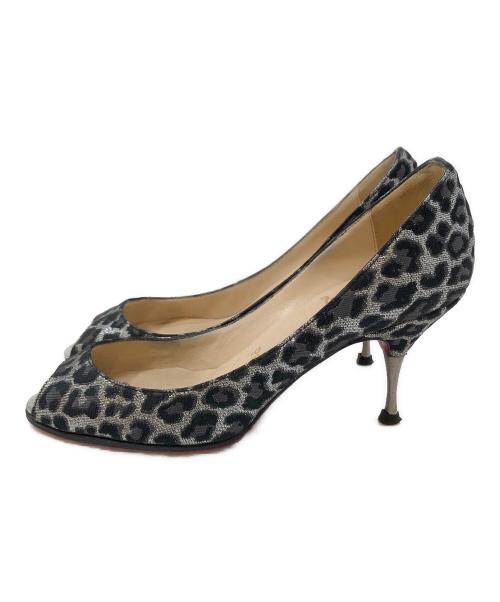 Christian Louboutin（クリスチャン・ルブタン）Christian Louboutin (クリスチャン・ルブタン) レオパード柄ヒールパンプス ブラック×シルバー サイズ:34 1/2の古着・服飾アイテム