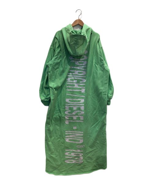 DIESEL（ディーゼル）DIESEL (ディーゼル) ロゴマキシフーディースウェットワンピース 黄緑 サイズ:XXSの古着・服飾アイテム
