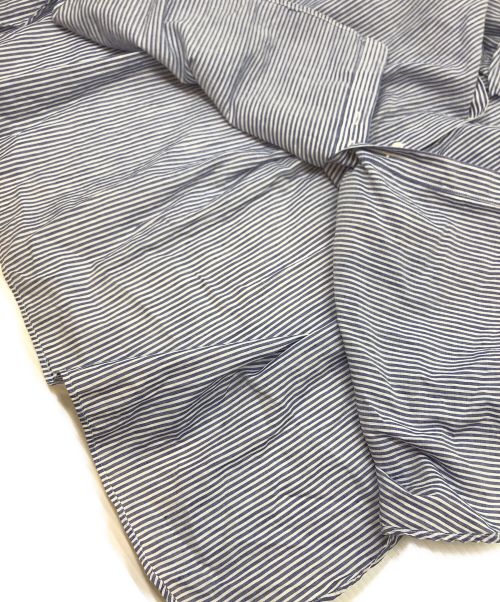 Hands of creation（ハンズオブクリエイション）Hands of creation (ハンズオブクリエイション) リネン混シャツ/ストライプフリルシャツ ホワイト×ブルー サイズ:Fの古着・服飾アイテム