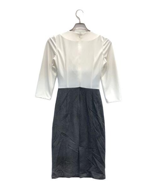 kay me（ケイミー）kay me (ケイミー) 切替ツイストワンピース/コットン混ジャージーワンピース ホワイト×グレー サイズ:Sの古着・服飾アイテム