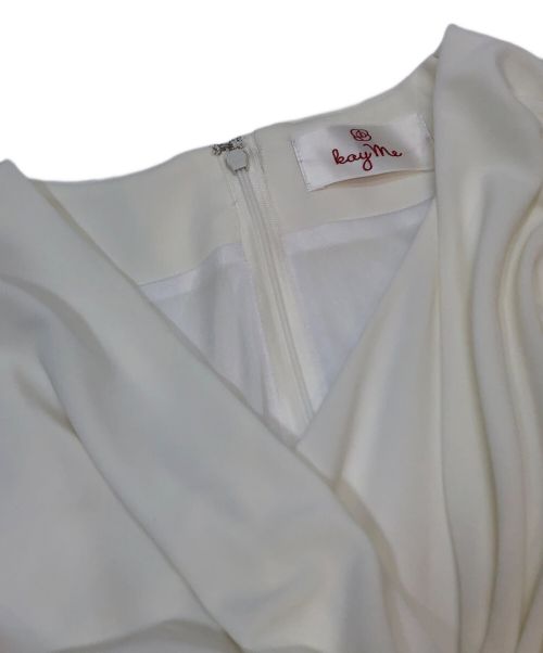 kay me（ケイミー）kay me (ケイミー) 切替ツイストワンピース/コットン混ジャージーワンピース ホワイト×グレー サイズ:Sの古着・服飾アイテム