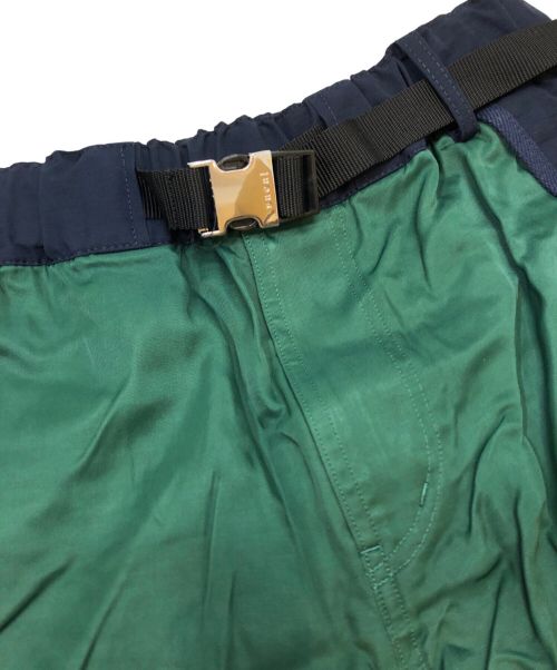 sacai（サカイ）sacai (サカイ) 素材切り替えベルテッドハーフパンツ/異素材ハーフパンツ ネイビー×グリーン サイズ:1の古着・服飾アイテム