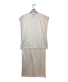 RIM.ARK（リムアーク）の古着「Double layered cut OP/ダブルレイヤードカットソーワンピース」｜ホワイト