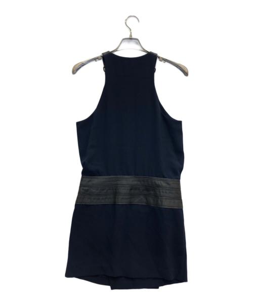 DIESEL Black Gold（ディーゼル ブラック ゴールド）DIESEL Black Gold (ディーゼル ブラック ゴールド) レザー切替ノースリーブワンピース ネイビー サイズ:40の古着・服飾アイテム