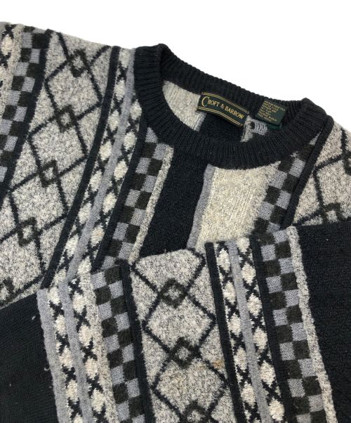 CROFT&BARROW（クロフトアンドバロー）CROFT&BARROW (クロフトアンドボロウ) 90s 3Dニット ブラック×グレー サイズ:Lの古着・服飾アイテム