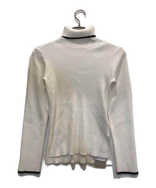 JUSGLITTY（ジャスグリッティー）JUSGLITTY (ジャスグリッティー) シンプルリブタートル/タートルネックニット ホワイト サイズ:2 未使用品の古着・服飾アイテム