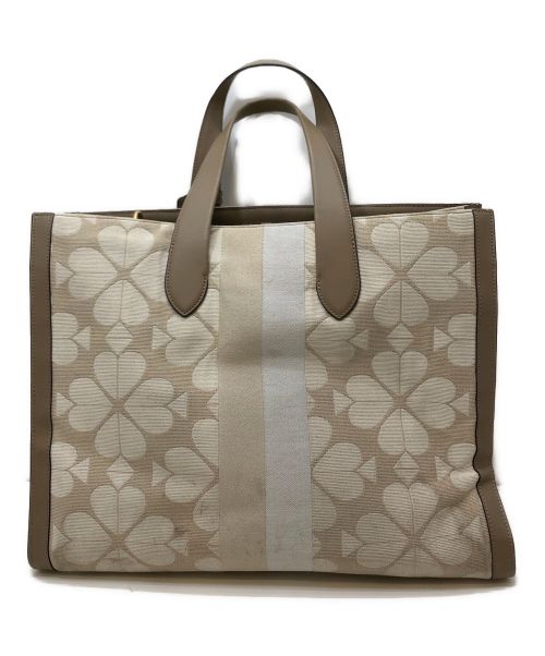 Kate Spade（ケイトスペード）Kate Spade (ケイトスペード) キャンバス レザー トートバッグ ベージュの古着・服飾アイテム