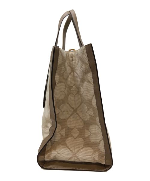 Kate Spade（ケイトスペード）Kate Spade (ケイトスペード) キャンバス レザー トートバッグ ベージュの古着・服飾アイテム