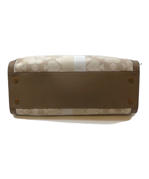 Kate Spade（ケイトスペード）Kate Spade (ケイトスペード) キャンバス レザー トートバッグ ベージュの古着・服飾アイテム