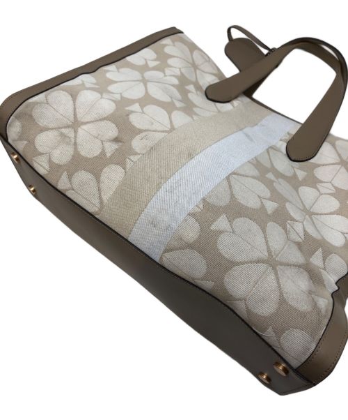 Kate Spade（ケイトスペード）Kate Spade (ケイトスペード) キャンバス レザー トートバッグ ベージュの古着・服飾アイテム