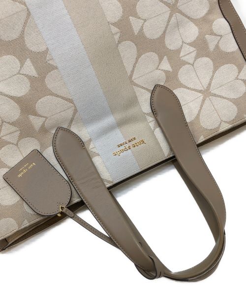 Kate Spade（ケイトスペード）Kate Spade (ケイトスペード) キャンバス レザー トートバッグ ベージュの古着・服飾アイテム