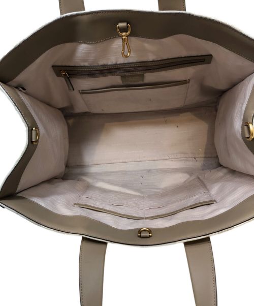 Kate Spade（ケイトスペード）Kate Spade (ケイトスペード) キャンバス レザー トートバッグ ベージュの古着・服飾アイテム