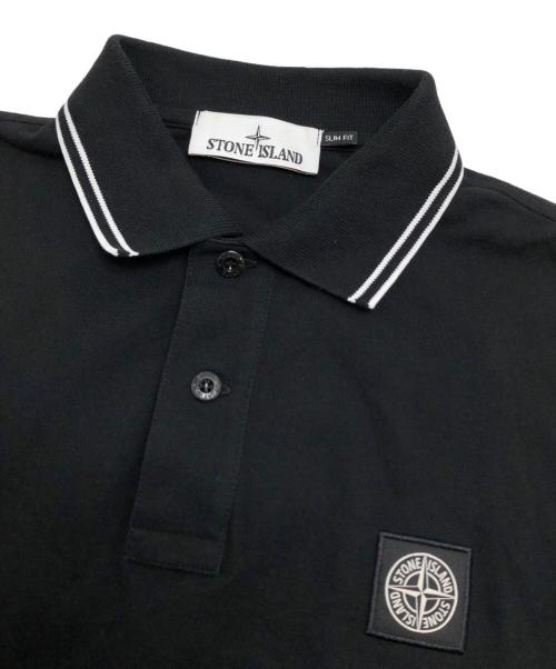 STONE ISLAND（ストーンアイランド）STONE ISLAND (ストーンアイランド) ロゴワッペンポロシャツ ブラック サイズ:Sの古着・服飾アイテム
