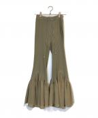 la belle etudeラベルエチュード）の古着「裾フレアボリュームレギンスリブパンツチュール」｜オリーブ