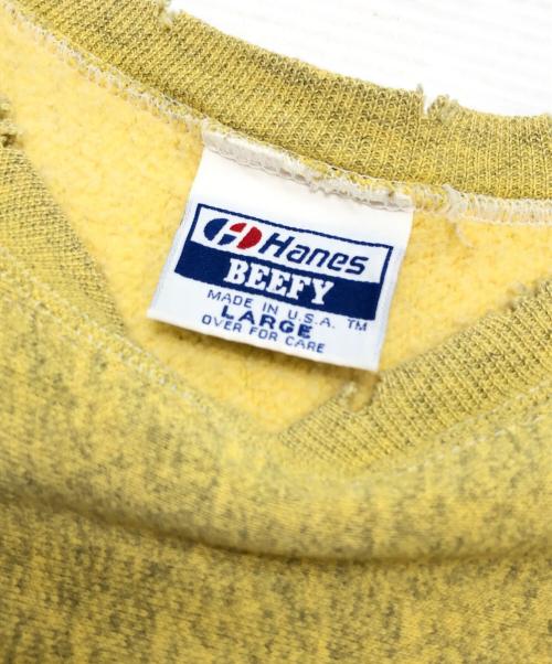 Hanes（ヘインズ）Hanes (ヘインズ) プリントスウェット イエロー サイズ:Lの古着・服飾アイテム