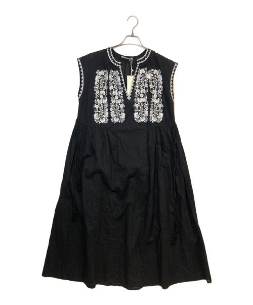 ne quittez pas（ヌキテパ）ne quittez pas (ヌキテパ) コットンボイル刺繍タッセルワンピース ブラック サイズ:2 未使用品の古着・服飾アイテム