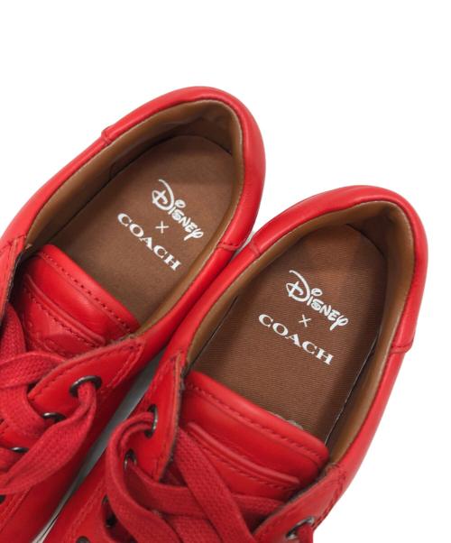 COACH（コーチ）COACH (コーチ) DISNEY (ディズニー) コラボローカットスニーカー レッド サイズ:23.5ＣＭの古着・服飾アイテム