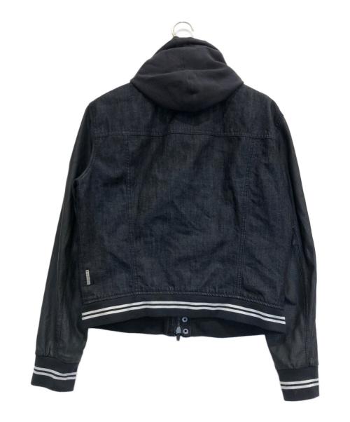 ARMANI JEANS（アルマーニジーンズ）ARMANI JEANS (アルマーニジーンズ) レザー切替レイヤードデニムジャケット インディゴ サイズ:52の古着・服飾アイテム