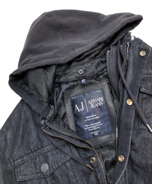 ARMANI JEANS（アルマーニジーンズ）ARMANI JEANS (アルマーニジーンズ) レザー切替レイヤードデニムジャケット インディゴ サイズ:52の古着・服飾アイテム