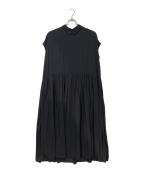 NO CONTROL AIRノーコントロールエアー）の古着「強撚ポリエステルワッシャー襟付きフレンチスリーブワンピース」｜ブラック