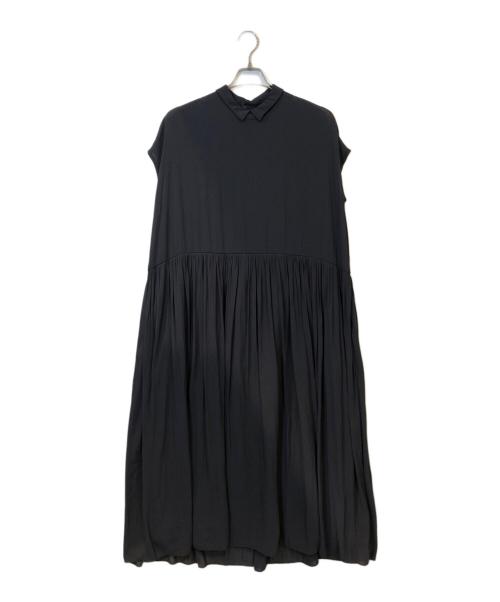 NO CONTROL AIR（ノーコントロールエアー）NO CONTROL AIR (ノーコントロールエアー) 強撚ポリエステルワッシャー襟付きフレンチスリーブワンピース ブラック サイズ:表記なしの古着・服飾アイテム