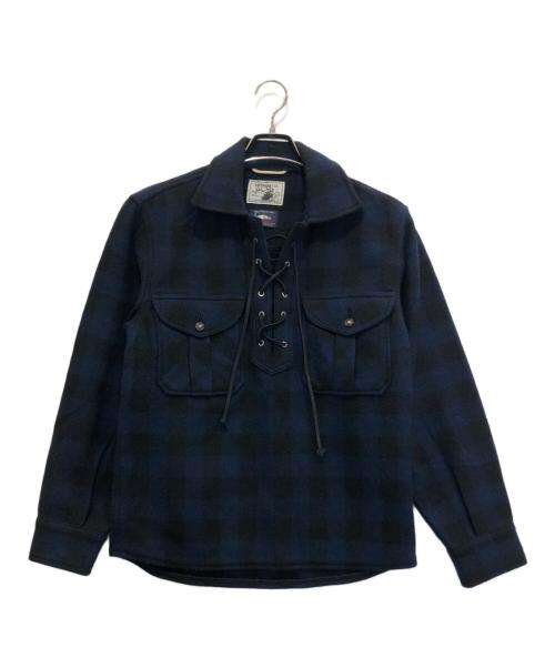 AndFamily（アンドファミリー）AndFamily (アンドファミリー) WOOLRICH (ウールリッチ) レースアップシャツ ネイビー サイズ:Mの古着・服飾アイテム