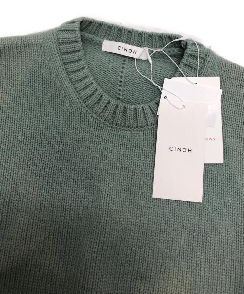 CINOH（チノ）CINOH (チノ) オーバーサイズクルーネックニット グリーン サイズ:36 未使用品の古着・服飾アイテム
