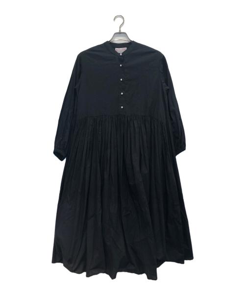 BEARDSLEY（ビアズリー）BEARDSLEY (ビアズリー) パールボタンギャザーワンピース ブラックの古着・服飾アイテム