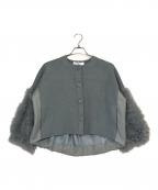 MARILYN MOONマリリンムーン）の古着「milano rib padded taffeta shaggy jacket」｜グレー