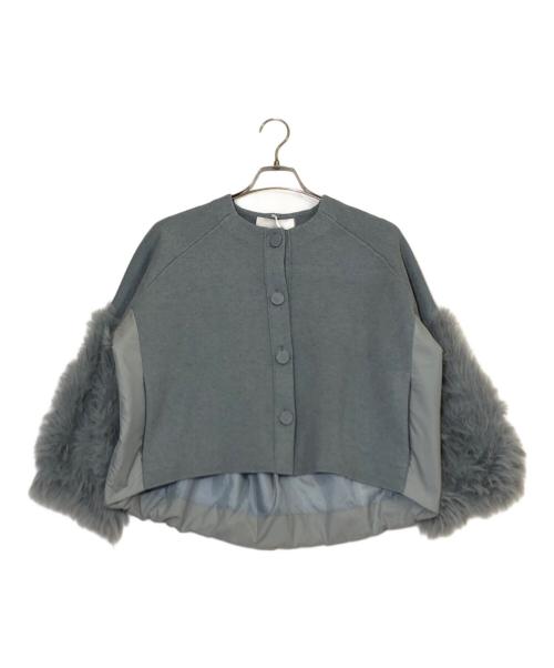 MARILYN MOON（マリリンムーン）MARILYN MOON (マリリンムーン) milano rib padded taffeta shaggy jacket グレー サイズ:FREE 未使用品の古着・服飾アイテム