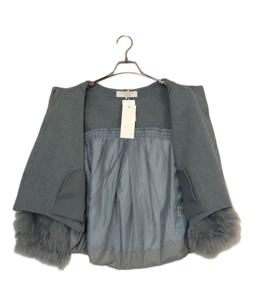 MARILYN MOON（マリリンムーン）MARILYN MOON (マリリンムーン) milano rib padded taffeta shaggy jacket グレー サイズ:FREE 未使用品の古着・服飾アイテム