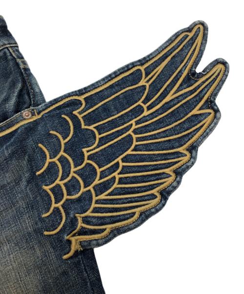 adidas（アディダス）adidas (アディダス) JEREMY SCOTT (ジェレミースコット) ウイングデニムパンツ インディゴ サイズ:27の古着・服飾アイテム