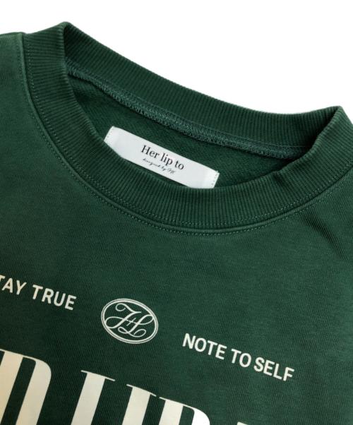 HER LIP TO（ハーリップトゥ）HER LIP TO (ハーリップトゥ) Cherish Oversized Sweatshirt グリーン サイズ:Freeの古着・服飾アイテム