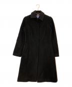 BURBERRY BLUE LABELバーバリーロンドンブルーレーベル）の古着「アンゴラ混裏地チェックコート」｜ブラック