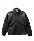 adidasアディダス）の古着「ALWAYS FAUX LEATHER TRACK JACKET/フェイクレザージャケット」｜ブラック