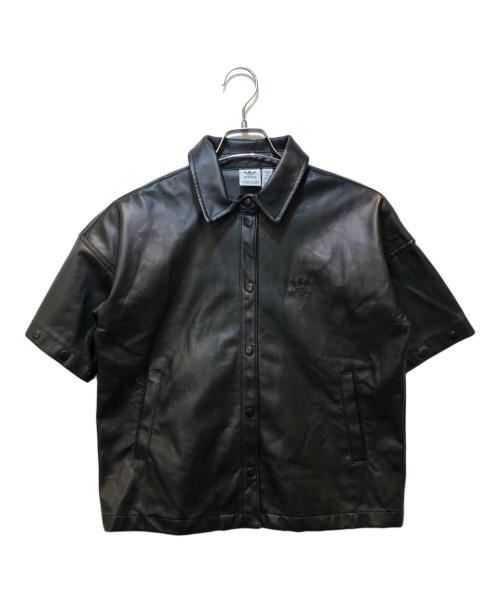 adidas（アディダス）adidas (アディダス) ALWAYS FAUX LEATHER TRACK JACKET/フェイクレザージャケット ブラック サイズ:Sの古着・服飾アイテム