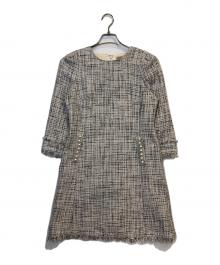 JUSGLITTY（ジャスグリッティー）の古着「パールツイードミニワンピース」｜アイボリー