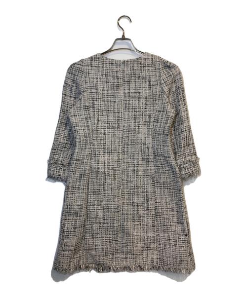 JUSGLITTY（ジャスグリッティー）JUSGLITTY (ジャスグリッティー) パールツイードミニワンピース アイボリーの古着・服飾アイテム