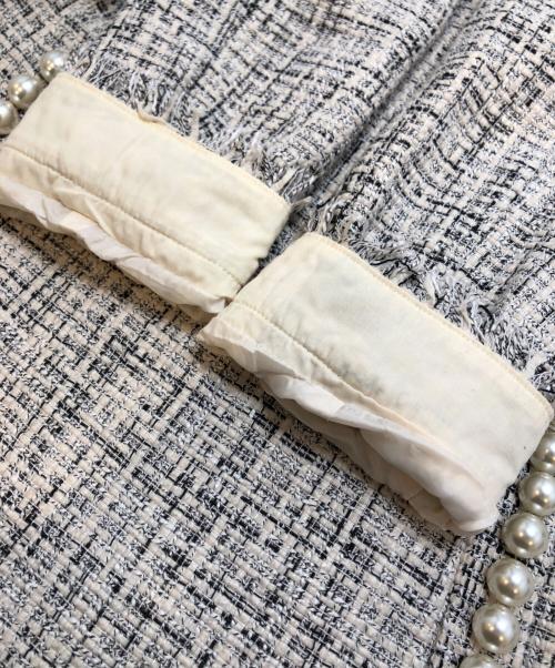 JUSGLITTY（ジャスグリッティー）JUSGLITTY (ジャスグリッティー) パールツイードミニワンピース アイボリーの古着・服飾アイテム