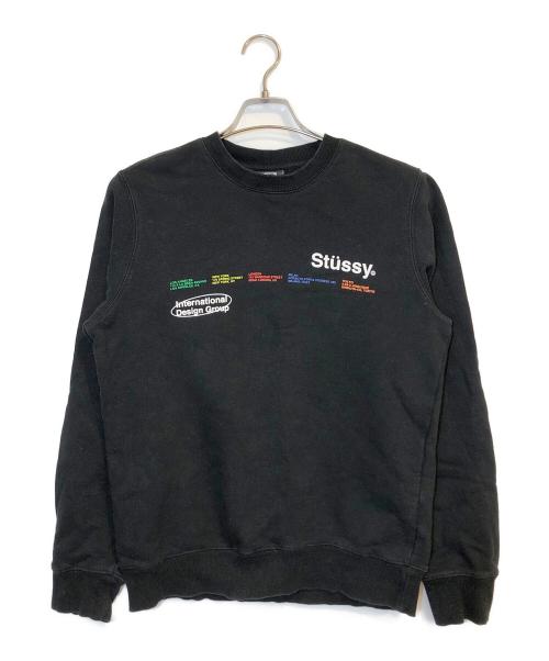 stussy（ステューシー）stussy (ステューシー) city banners crew/プリント ロゴ スウェット ブラック サイズ:Sの古着・服飾アイテム