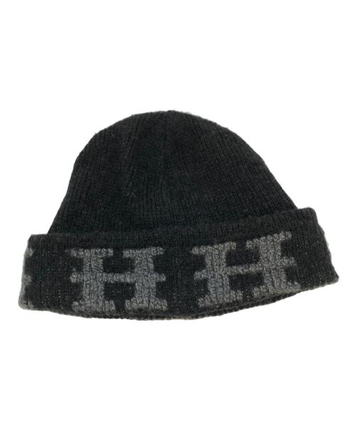 HERMES（エルメス）HERMES (エルメス) カシミヤニット帽 ブラック サイズ:XLの古着・服飾アイテム