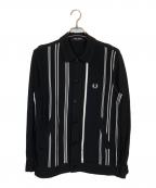 FRED PERRYフレッドペリー）の古着「ストライプシャツカーディガン」｜ブラック