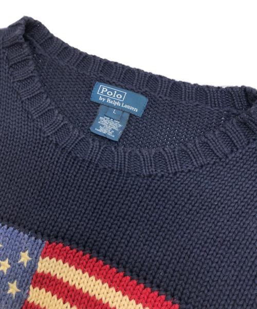 POLO RALPH LAUREN（ポロ・ラルフローレン）POLO RALPH LAUREN (ポロ・ラルフローレン) 星条旗ニット ネイビー サイズ:Lの古着・服飾アイテム